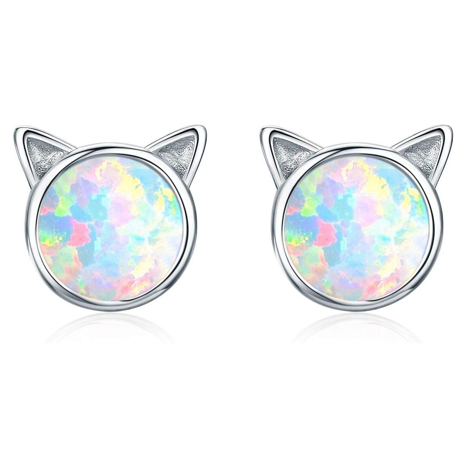 NEW Cat Opal Sterling Silver Stud Earrings