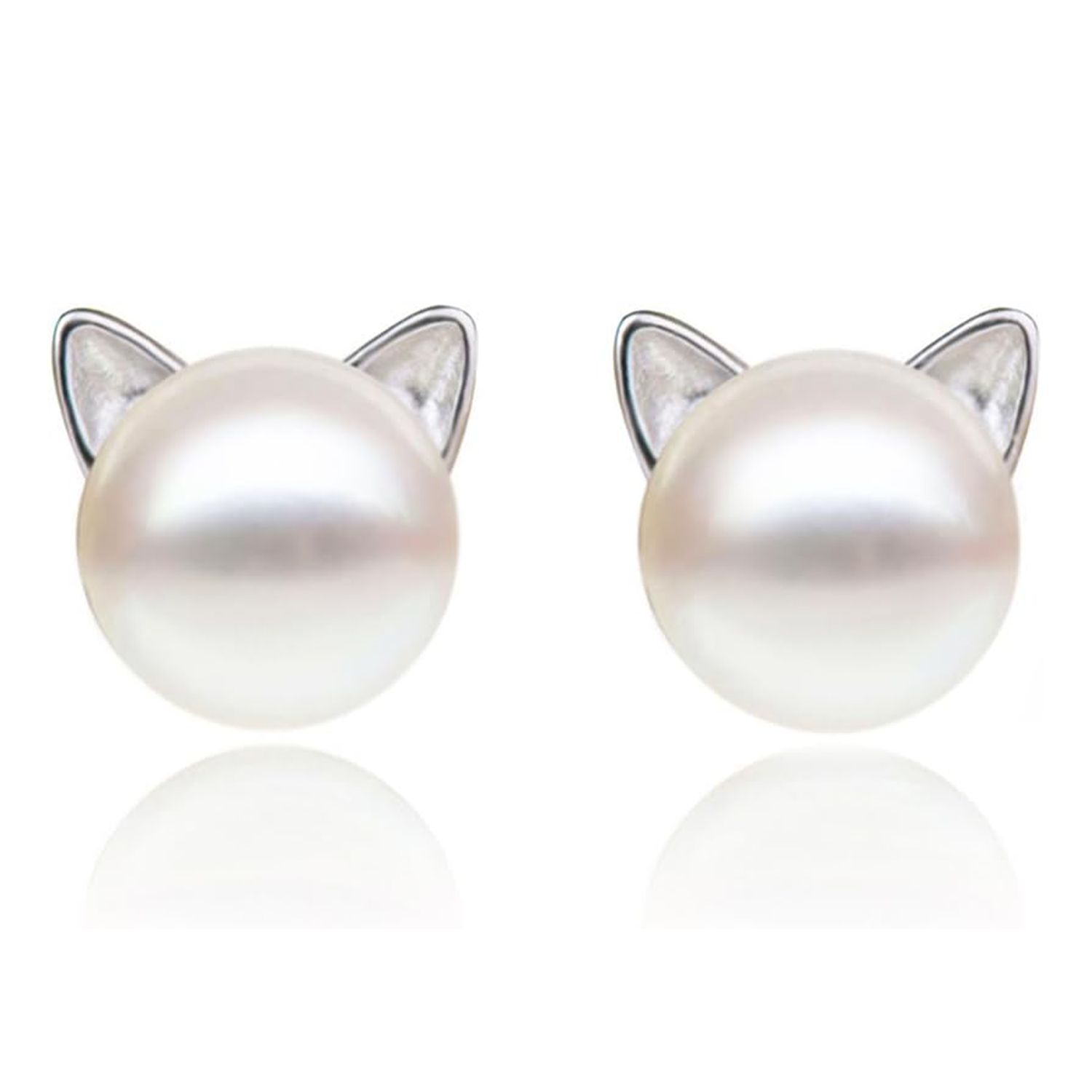 NEW Cat Sterling Silver Pearl Earrings