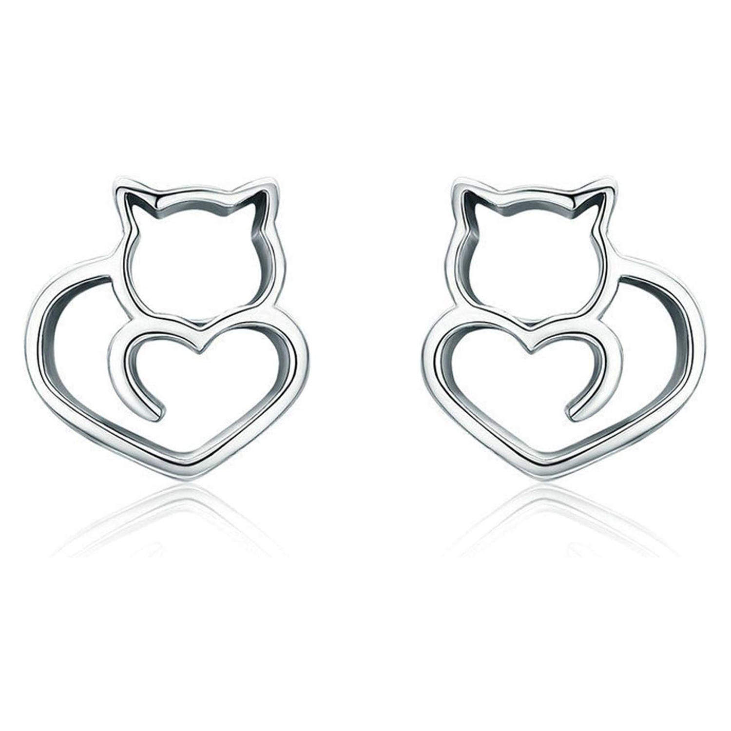 NEW Cat Sterling Silver Plated Stud Earrings