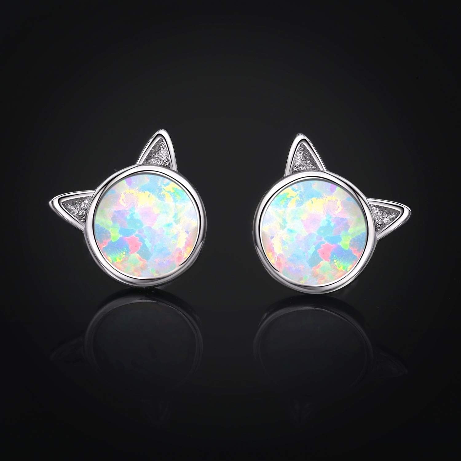 Cat/Mouse/Owl Opal Earrings Sterling Silver Cute Animal Opal Stud Earrings Hypoallergenic Opal Earrings Opal Jewelry Gifts Graduation Gifts for Women Girls