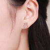 Cute Cat Earrings Stud Pearl Earrings for Women Mouse Cubic Zircon Hypoallergenic Earrings Christmas Birthday Gift